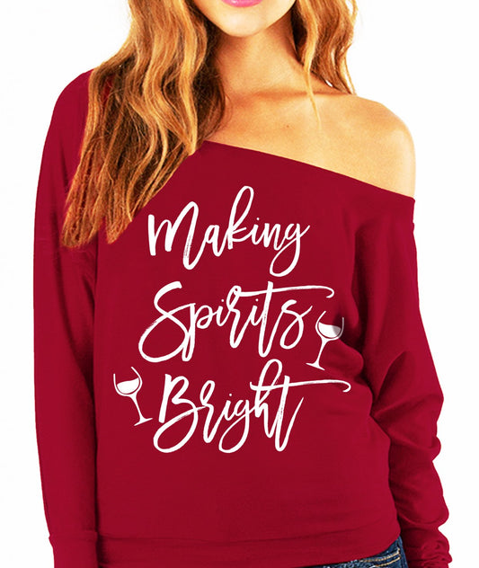 Making Spirits Bright Christmas Slouchy Sweatshirt